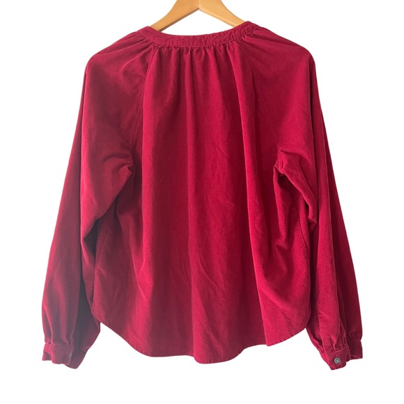 Universal Threads Women’s Red Corduroy Long Sleeve Blouse - Picture 2 of 8